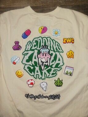 Wedding Cake Men’s M Wake Bake  & Cake Tee LY2K 14 Patch back Yellow Melting Hm